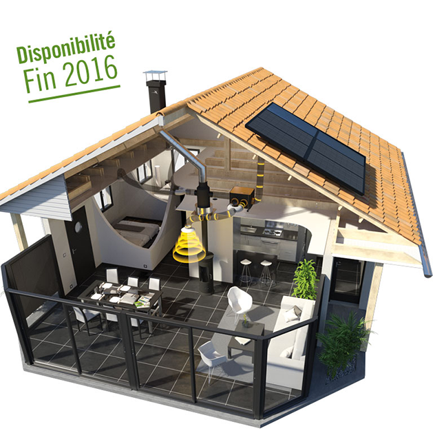 système de distribution d'air chaud associant énergie solaire et bois